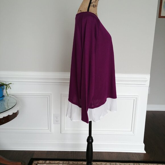INC International Concepts Women's Faux-Layered Sweater 2X Purple - Picture 2 of 9